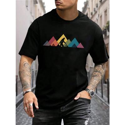 Taglie Europee T-shirt Stampata Casual Urbana da Uomo | Manica Corta Girocollo, Adatta per l'Estate, T-shirt da Vacanza