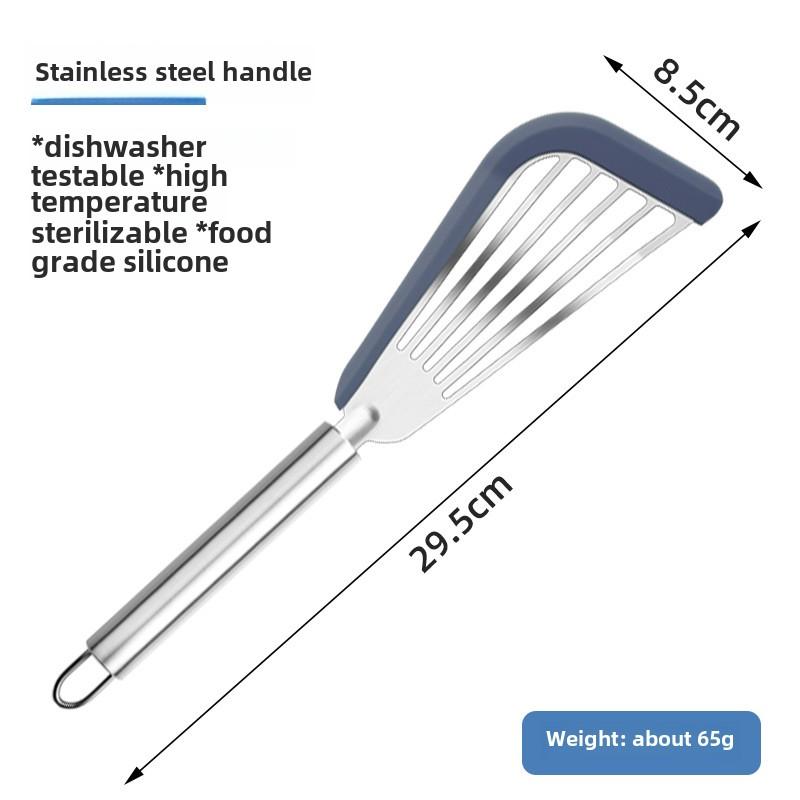 The kitchen anti-scalding frying spatula heat-resistant frying fish spatula all stainless steel spatula home outdoor cooking