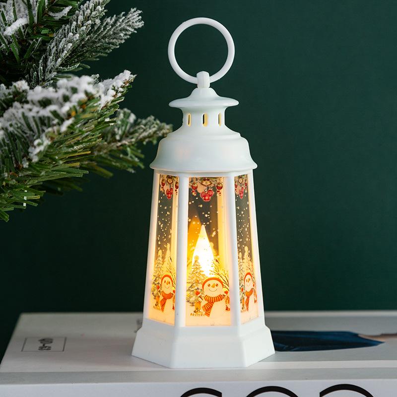 Hanging Christmas Lantern With Flickers LED Lanterns Night Light Glittering Simulation Snow Globe Lantern For House Xmas Gift