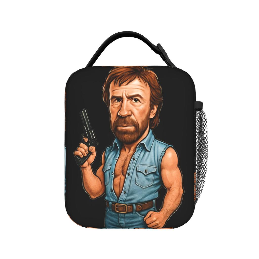 Chucks Norris Lunch Bag  Portable Zipper Lunch Box Women School Custom Cooler Bag Fun Oxford Thermal Lunch Bags