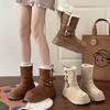 Vintage Crossbuckle Women's Martin Boots Autumn and Winter Popular Skinny Casual Snow Boots Suede Short Boots Cotton Shoes