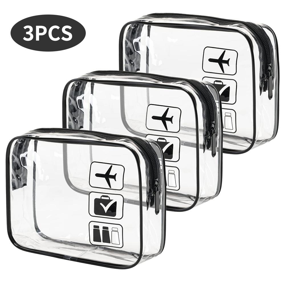 Transparent Waterproof Storage Bag 3pcs Travel Convenient Toileting Bag Minimalist Makeup Bag Pvc Transparent