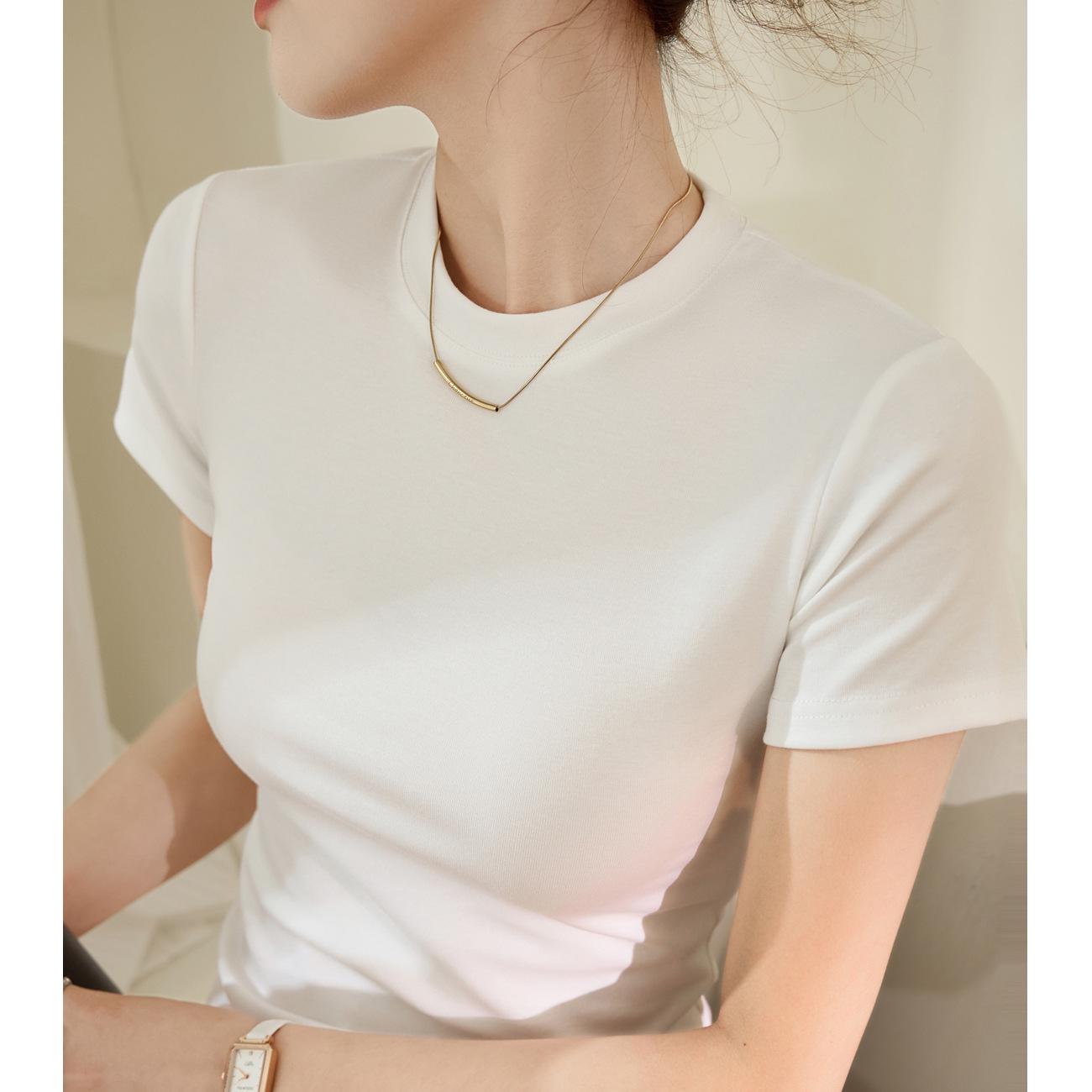 

Women s Summer 2026 Slim-Fit Cotton Tee – Short-Sleeve, Versatile, Elegant Double Extra Large