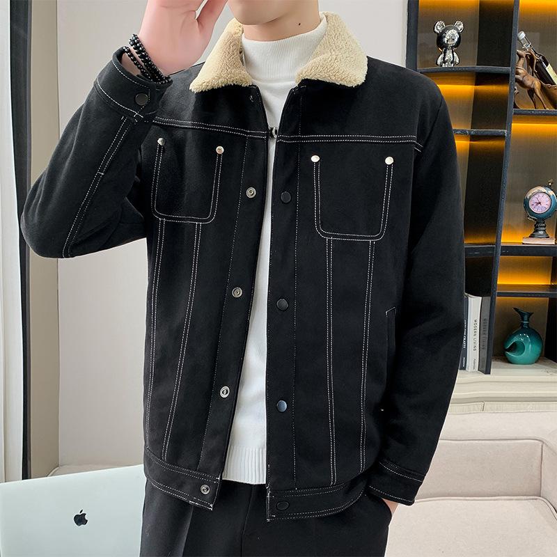 

Флисовая Утепленная Куртка Мужская Зимняя Новая Хлопковая Куртка Мужская Универсальная Мужская Куртка Большого Размера 4XL чёрный