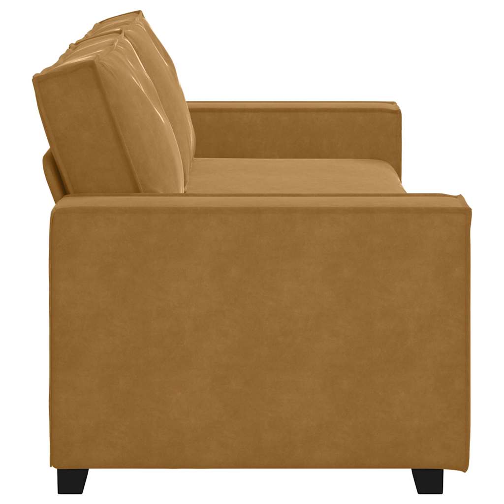 3 Seater Sofa in Brown 220 x 78 x 84 cm Velvet