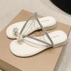 Flat-bottomed Set of Toe Small Cool Slippers Women's New Summer Soft-soled Shoes with Skirt Rhinestone Sandals