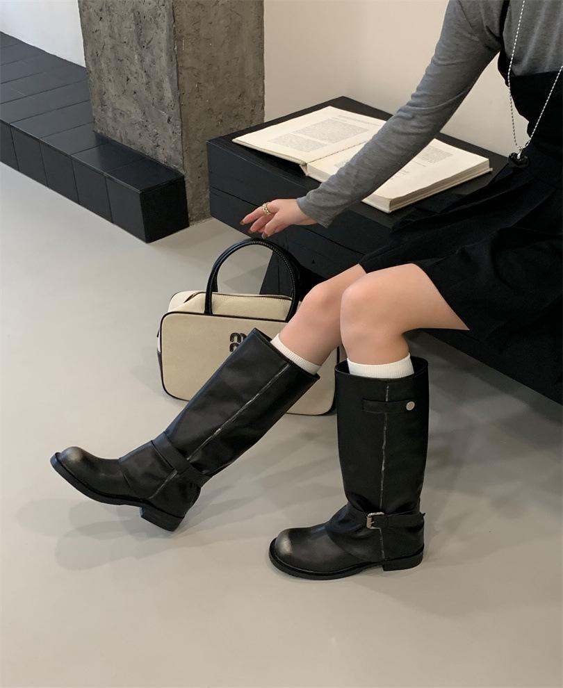 Square head polished high boots light luxury niche retro 2025 autumn and winter new thick heel short boots niche women's boots