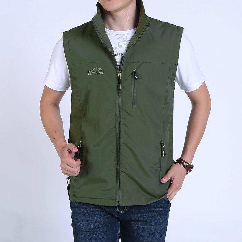 Vest Men's Outdoor Leisure Spring and Autumn Fishing Vest Stand-up Collar Quick-drying Vest Jacket
