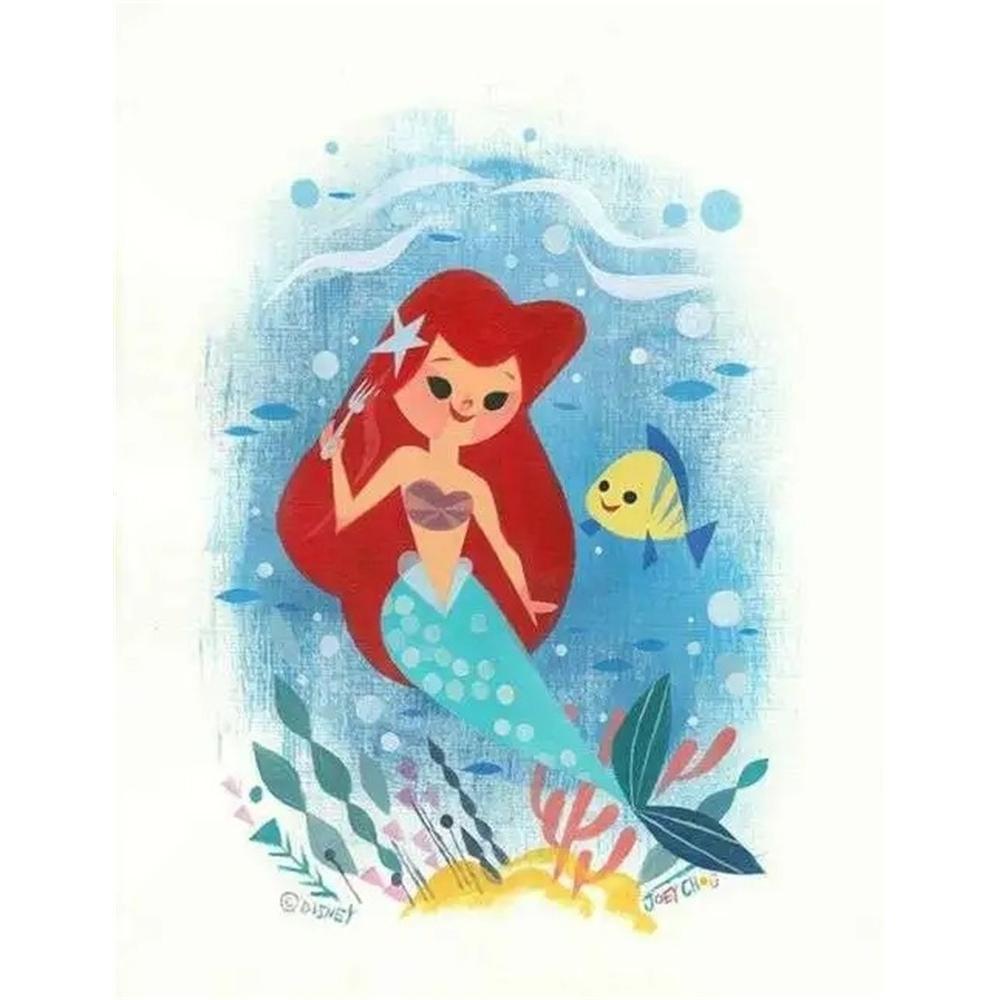 

Disney Diamond Painting The Little Mermaid Ariel Retro Illustration 5D DIY Diamond Painting Embroidery Set Round/Square Diamond Art Mosaic Home Decor Round 20x30cm