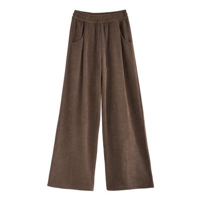 New Style of Women's Brown Pants Plus Velvet Corduroy Sycamore Trousers