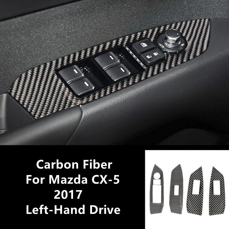 Car Door Windows Control Panel Door Bowl Handle Cover Trim Strips Carbon Fiber Stickers For Mazda CX-5 Car Interior