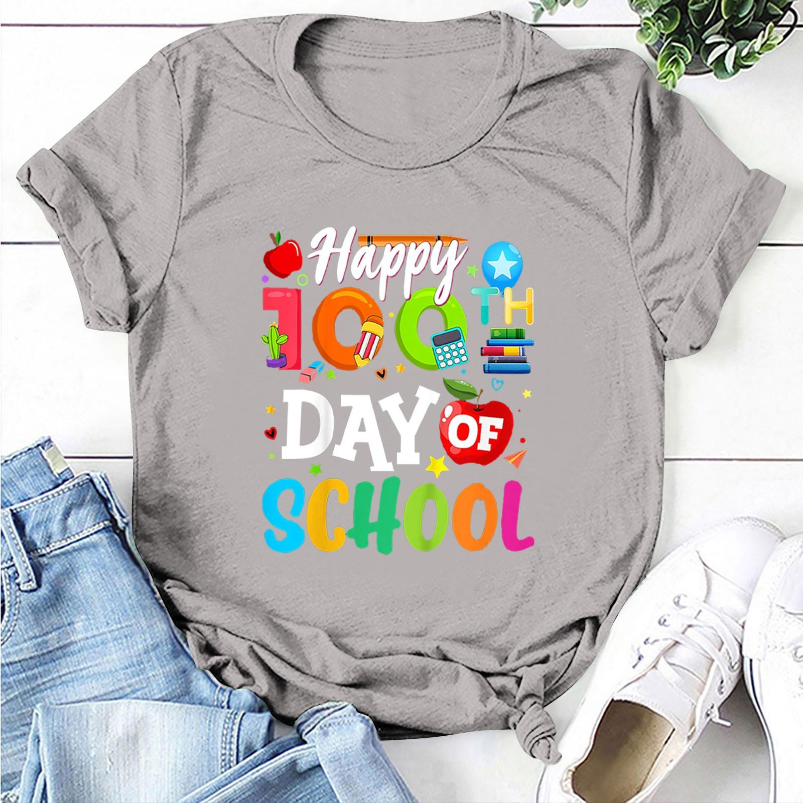 

Рубашка «100 дней в школе», детская футболка для мальчиков и девочек «100 дней в школе», футболки для детского сада 170 светло-серый