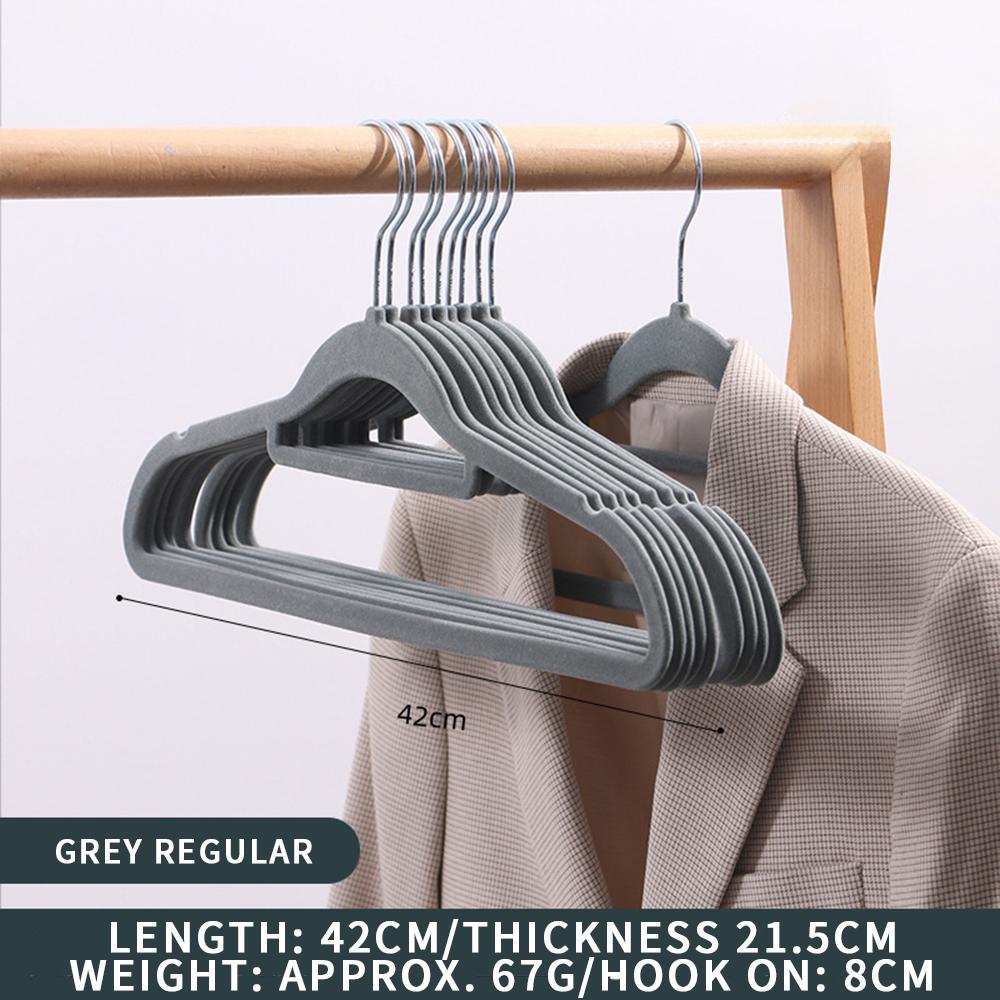10pcs 42cm Seamless Flocking New Golden Hook Flocking Hanger Dry and Wet Wardrobe Storage Adult Magic Hanger