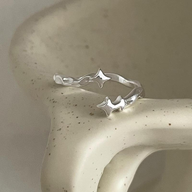 

PANJBJ 925 Sterling Silver Blue Zircon Set of Rings For Women Girl Stars Flower Sweet Korean Trend Jewelry Gift Dropshipping