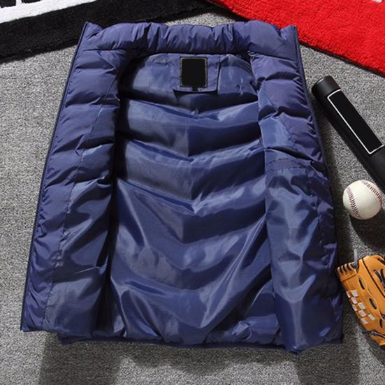 Autumn Winter Men Vest Cotton Padded Solid Color Zipper Windproof Thickened Sleeveless Jacket Streetwear