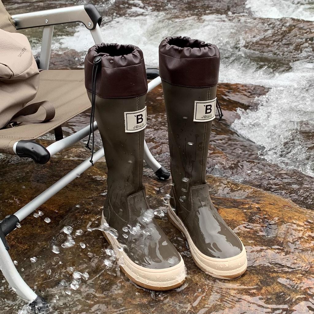 Outdoor wild bird rain boots women's long boots knight boots long boots summer waterproof rain shoes high boots niche brown boots