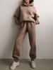 Elegant Women Two Piece Sets Warm Hoodie Sweatshirt And Long Pant Fashion Solid Suits For Ladies