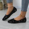 Shoes for Women Hot Sale One Kick Women's Flats Autumn Pointed Toe Sequins Solid Solft Sole Light Casual Comfortable Flats Shoes