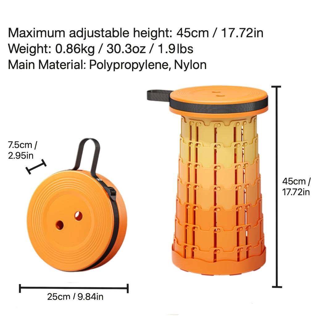 Telescopic Stool Portable Lightweight  Adjustable to 8 heights Load Capacity for Outdoor Fishing Hiking camping and BBQ