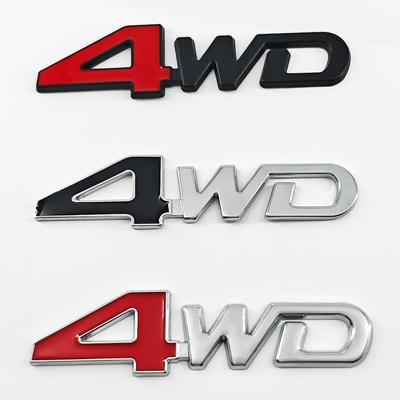 3D Metal 4WD Logo Letters Grill Emblem Badge Fender Car Trunk Sticker Decal For Suzuki CRV Accord Civic Toyota Accessories