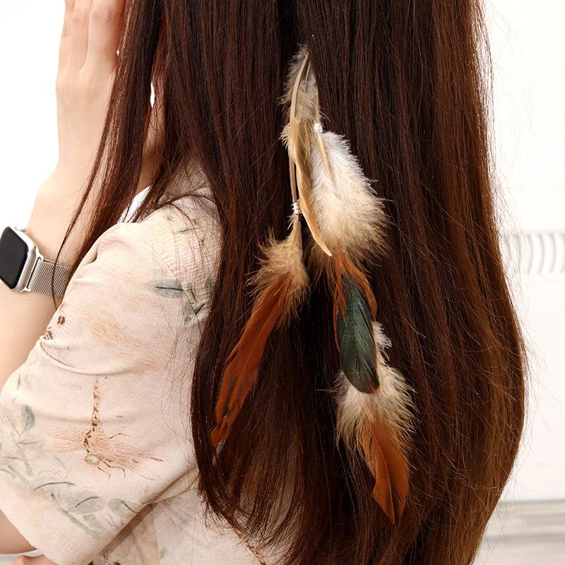 Bohemian Feather Hairband Women'S Festive Masquerade Carnival Hippies Costume Indian Prom Gypsy Long Tassel Hair Accessories