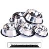 Anti-Spill Stainless Steel Pet Bowl with Rubber Bottom and Paw Print Design