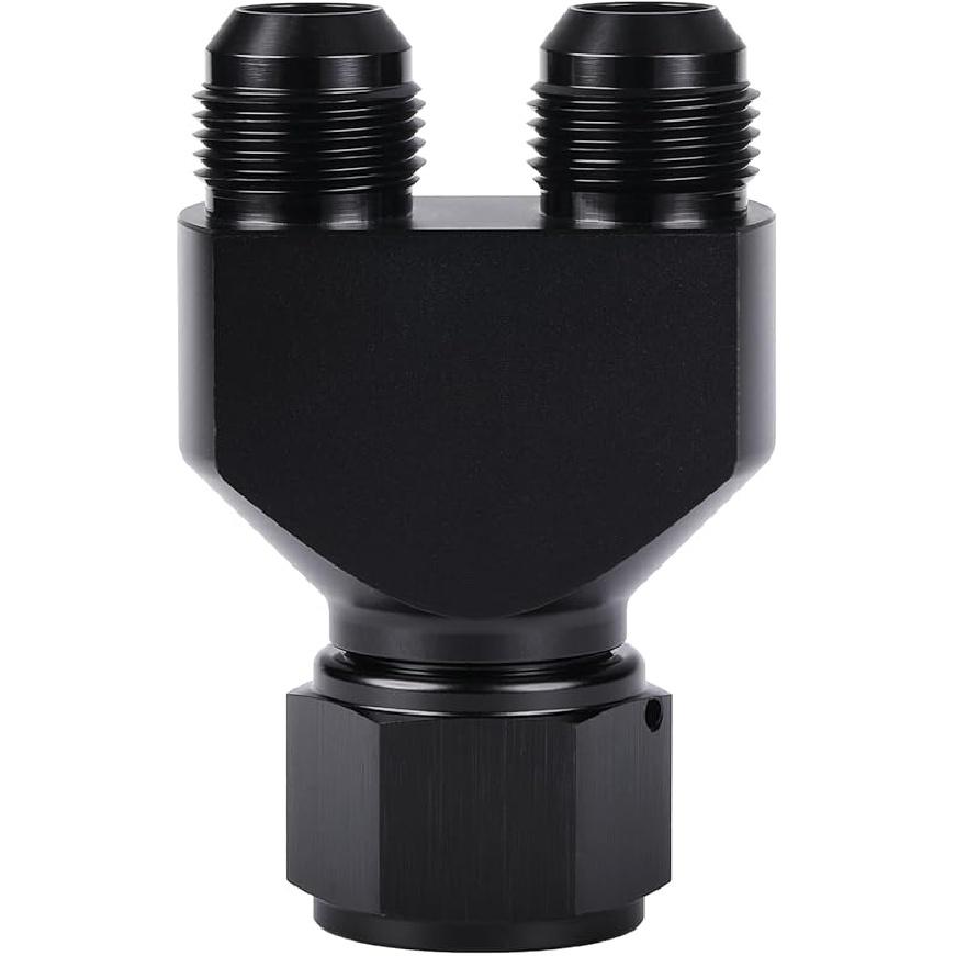 10AN Female to Parallel Dual 10AN 10AN Male Y Block Fuel Fitting Splitter Adapter Connector Aluminum Black