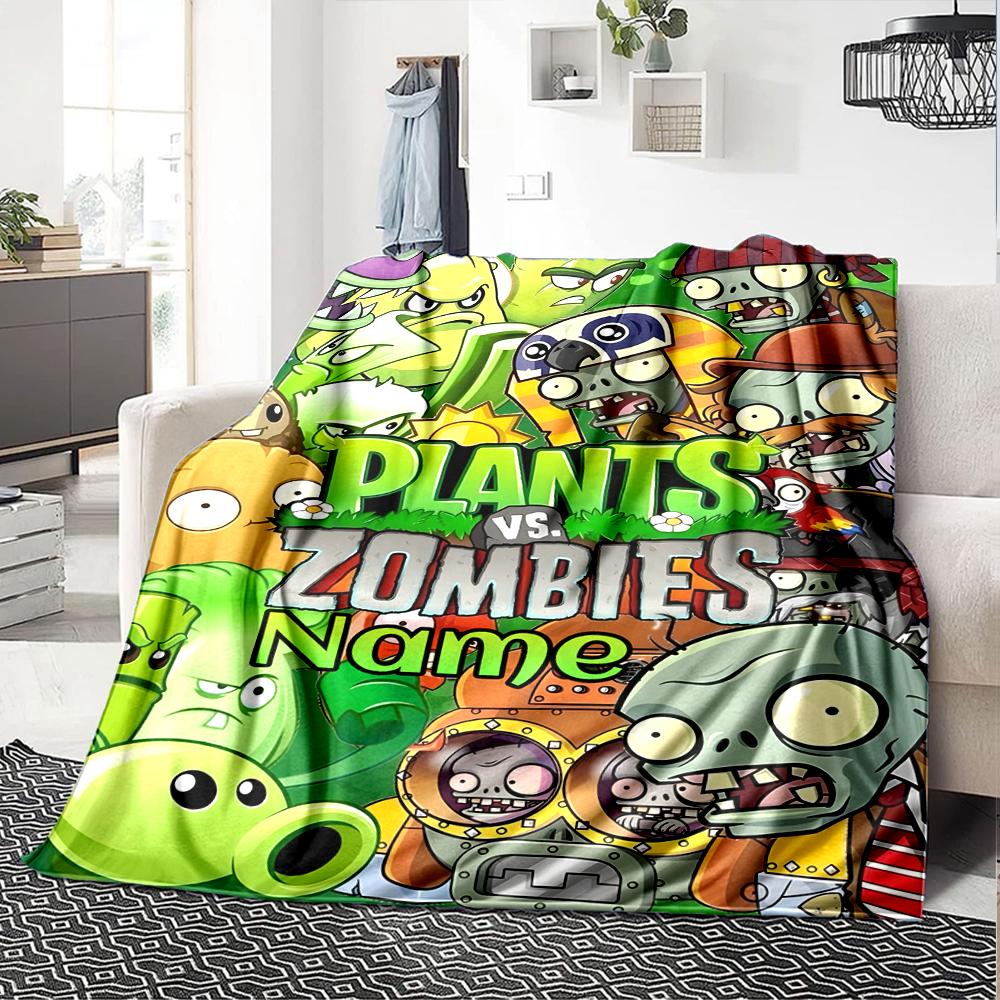 Customiz Name Personality Plants Vs. Zombies Blanket Soft &Warm Sofa Office Bed Travel Lunch Break Blanket, Gift Suitable All Seasons