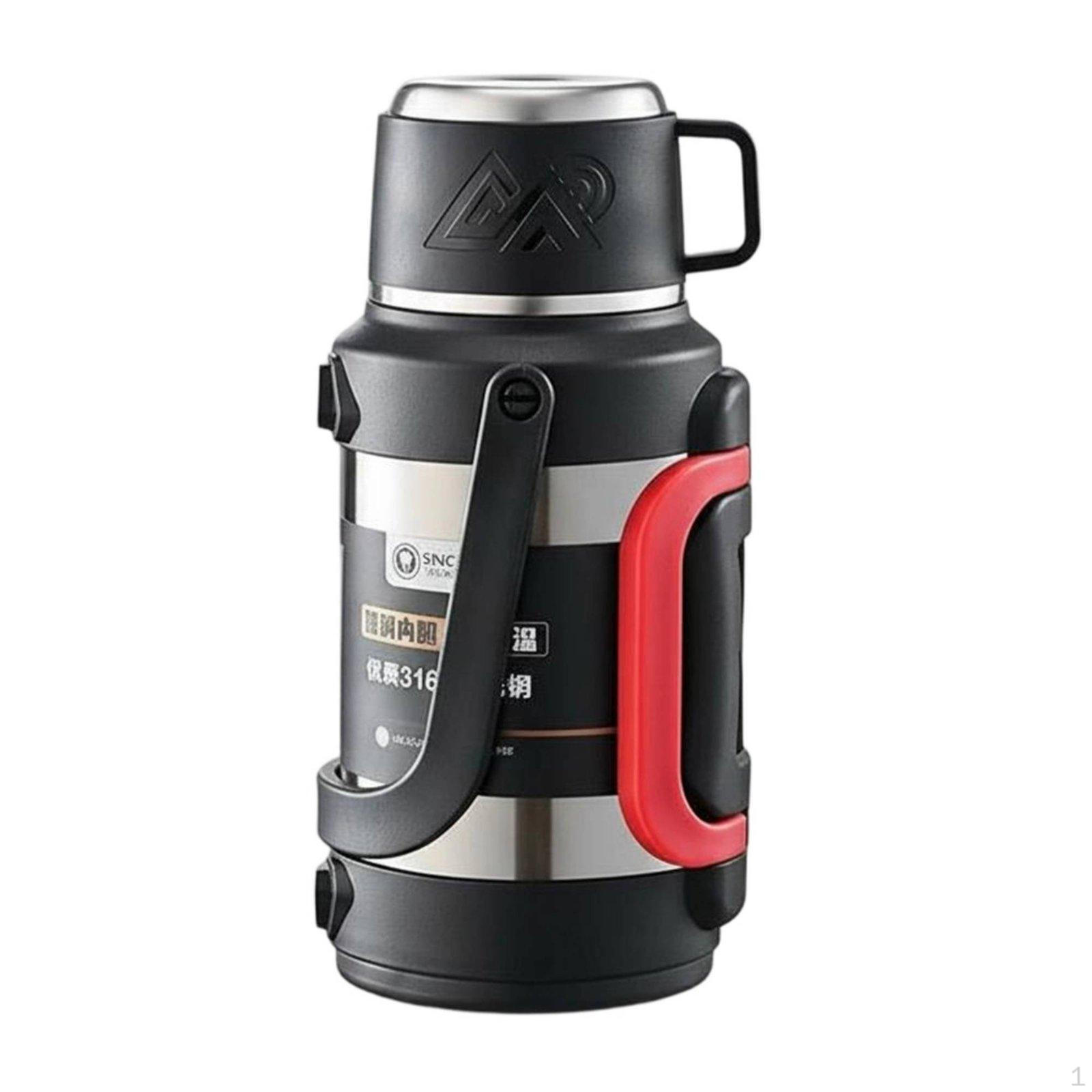 Large Capacity Insulated Bottle with Handle Long Insulation Vacuum Container Silver 1300ML