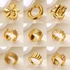 Gold Color Stainless Steel Delicate Flower Rings for Women Fashionable Elegant Versatile Wide Finger Ring Daily Wear Jewelry