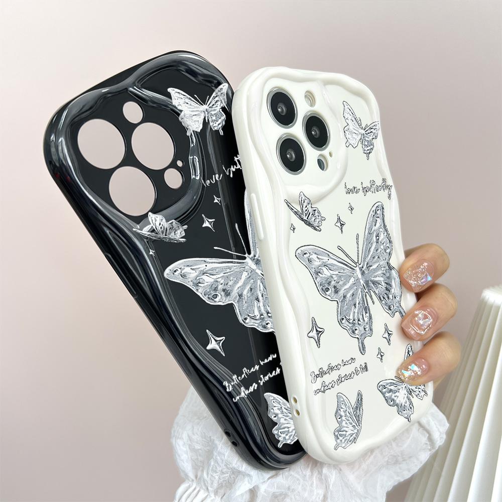 Roztomilý kreslený vzor krémová textura pouzdro vlnitý okraj měkký silikonový kryt pouzdro na telefon pro Huawei Honor Infinix Tecno iPhone
