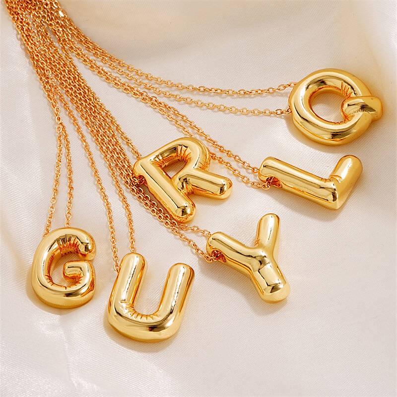 Glossy Titanium Steel Alphabet Necklace for Women - Non-fading, High-grade Letter Pendant On Clavicle Chain