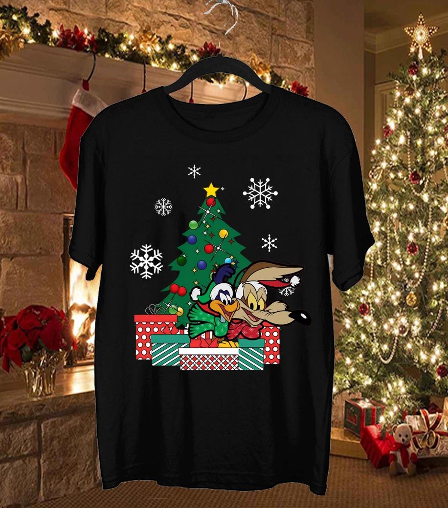 Wile E Coyote and the Road Runner S-4XL T Shirt Christmas Tree EG993 S