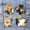 Women Clothes Pin Cartoon Red Wine Cat Brooch, Enamel Kitten Lapel Bag Decoration Pin, Jackets Backpacks Decorative Accessory for Men Brooch