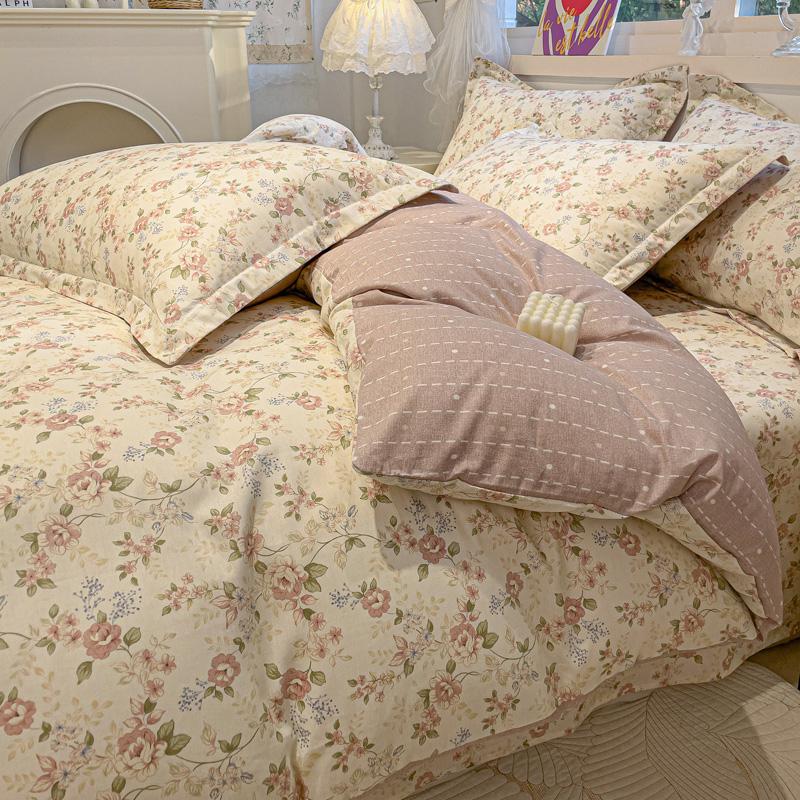 100% Cotton Luxury Floral Style Bedding Set 3 Piece, Duvet Cover Set 1 Duvet Cover 2 Pillowcase,Single/Double/200x200/220x240