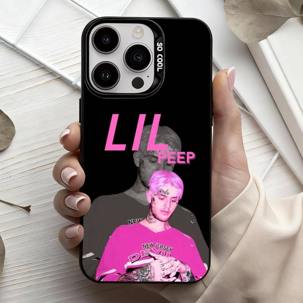 S-Star Shopping Lil Peep Handyhülle für iPhone 17, 16, 15, 14, 13, 12, 11 Plus, Pro Max Schwarze Candy Silberbeschichtete Hülle