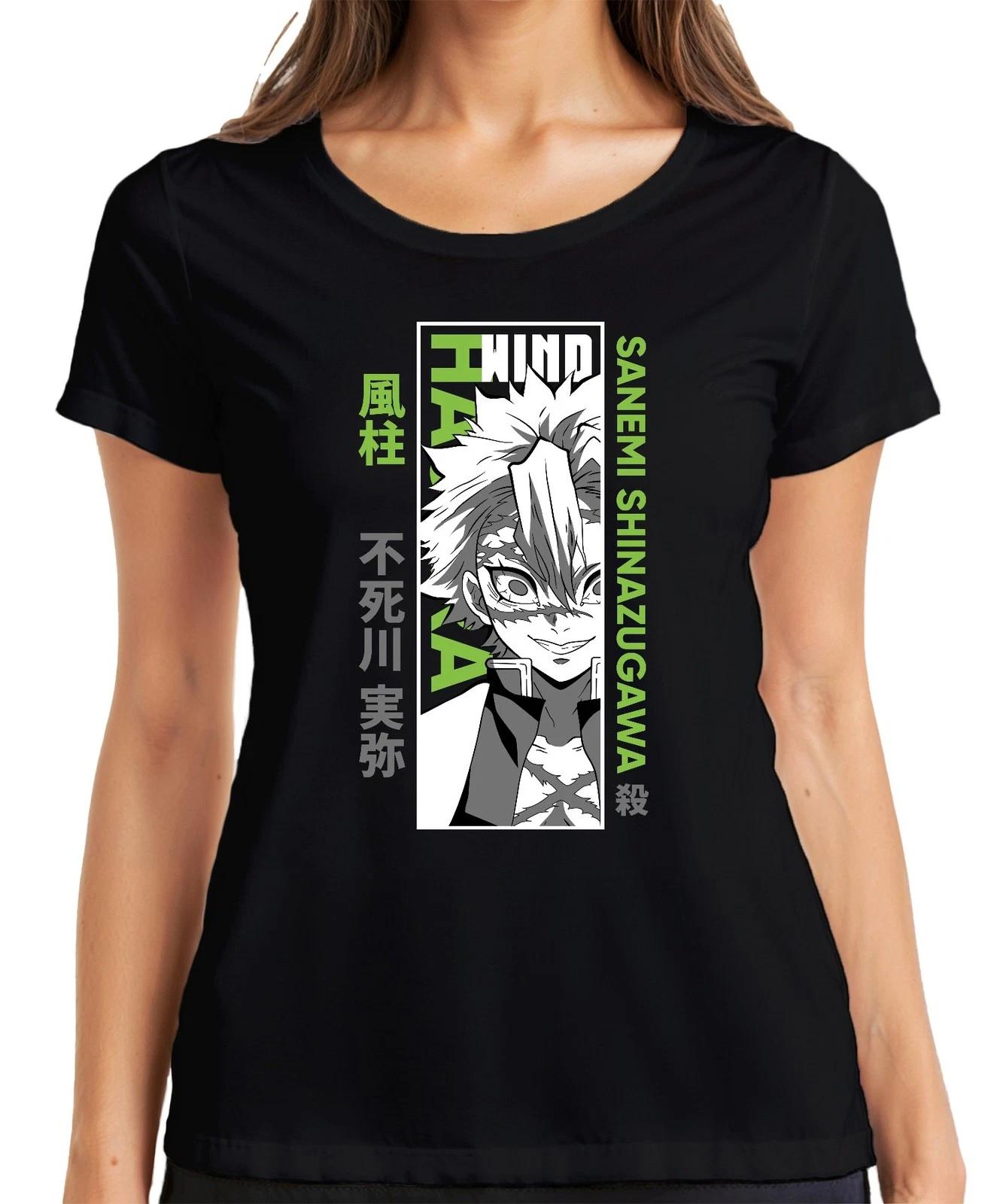 Sanemi Shinazugawa Kimetsu no Yaiba Wind Hashira Anime Narben Damen T-Shirt M