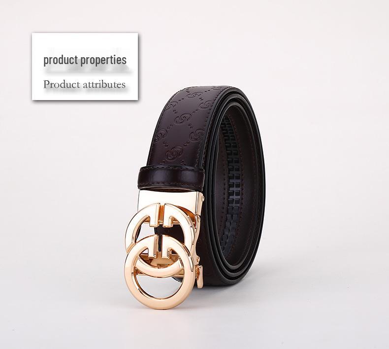 Men's High-End Genuine Leather Automatic Buckle Belt - Versatile Casual Cowhide Waistband