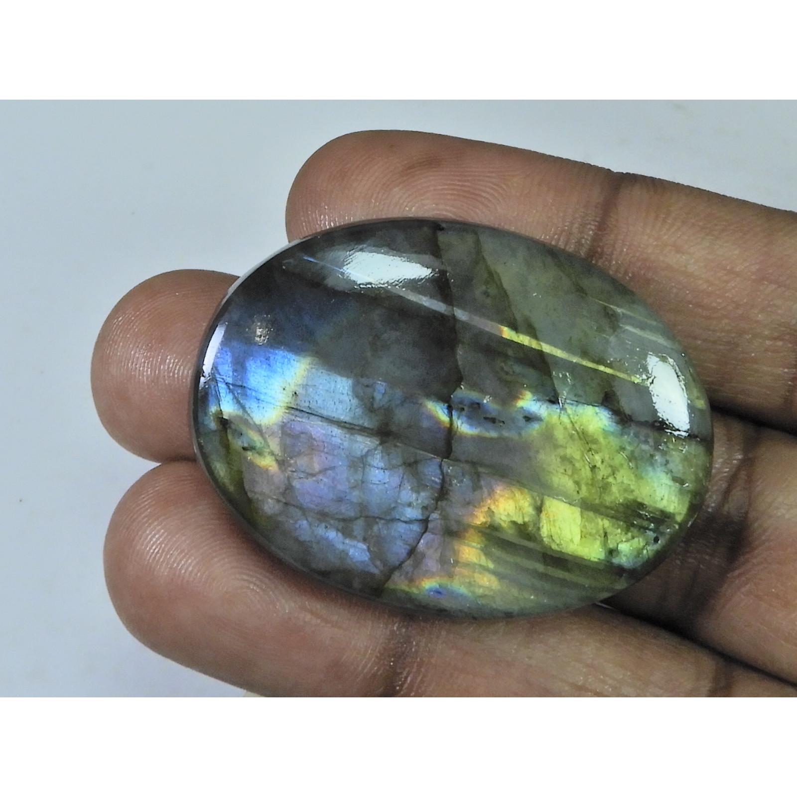 108Cts. Natural Purple Flash Labradorite Oval Cabochon Gemstone 31X43X08MM B-323