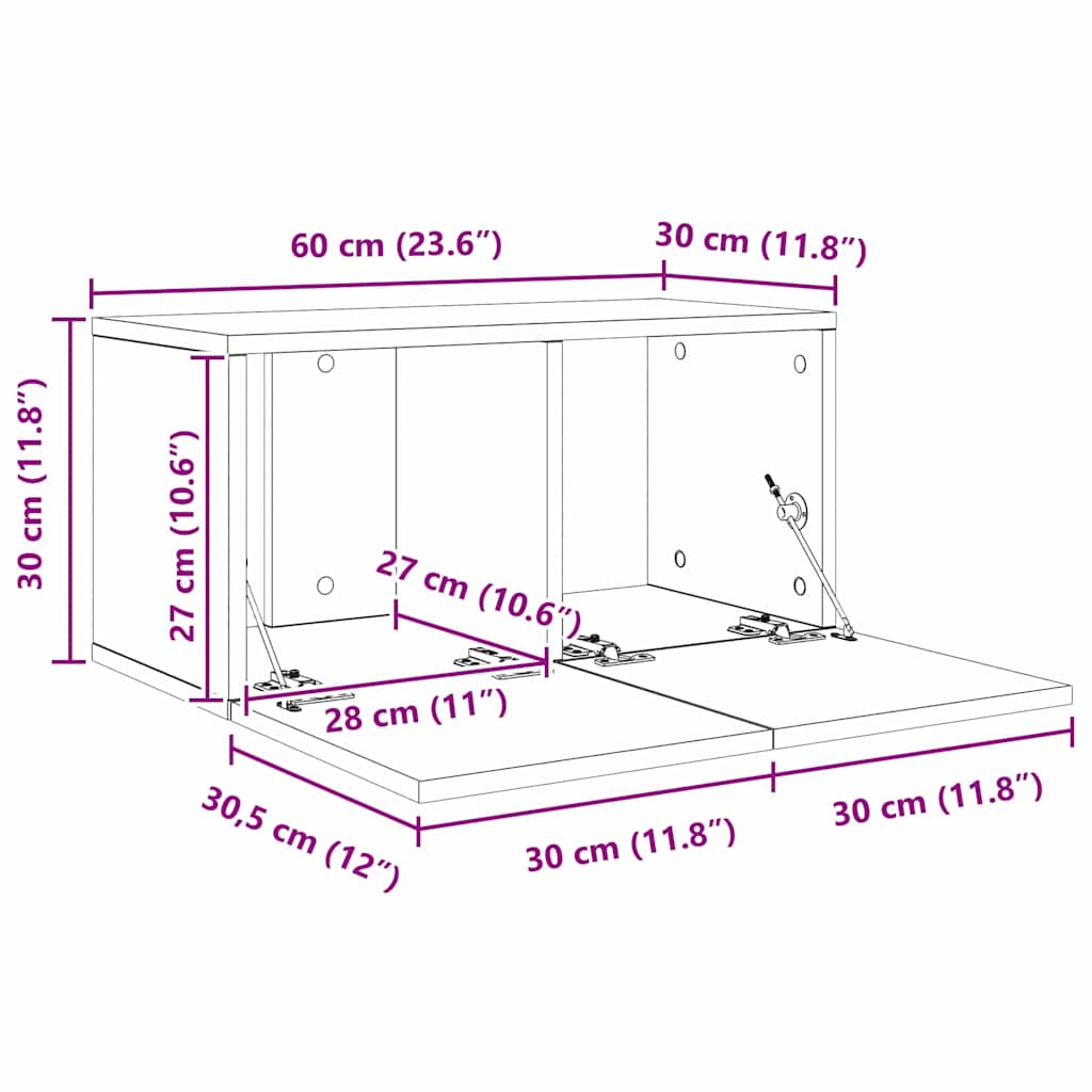4 Piece TV Cabinet Set Black Oak Effect 60 x 30 x 30 cm