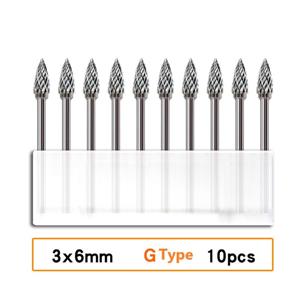 10PCS 3x6mm  Carbide Burrs Rotary Drill Grinder Carving Bit Double Cut Hand Tools Power Tool Accessories Household Supplies