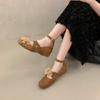 Retro flower ballet shoes women's spring new shallow mouth strap single shoes Mary Jane shoes
