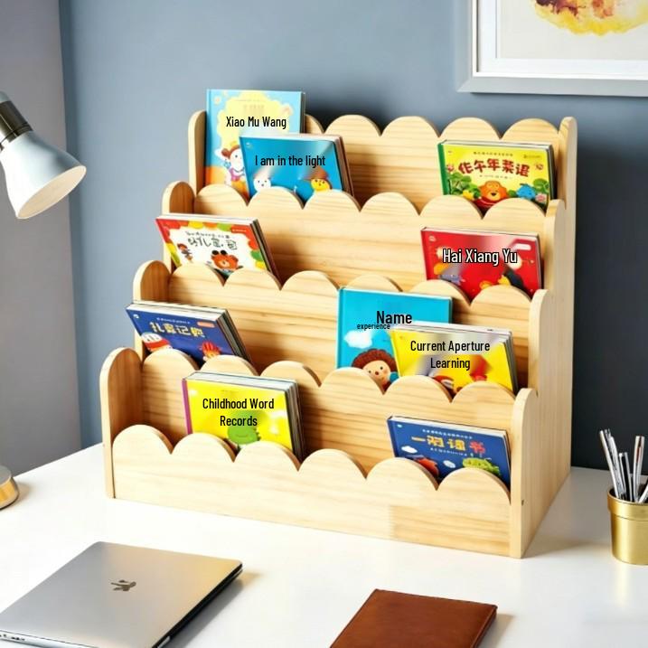 Children's Wooden Book Display & Storage Shelf