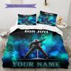Name Individuell Bon Jovi Band Muster Bettwäsche Set Bettbezug Kissenbezug Heimdeko Geschenk (1 Bettbezug + 2 Kissenbezüge, ohne Füllung)