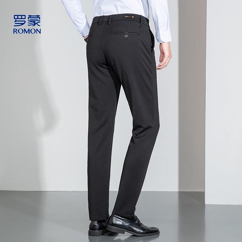 Romon Men's Four-Way Stretch Straight-Leg Business Casual Trousers