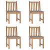 VidaXL Garden Chairs 4 Pcs with Cushions Solid Teak Wood