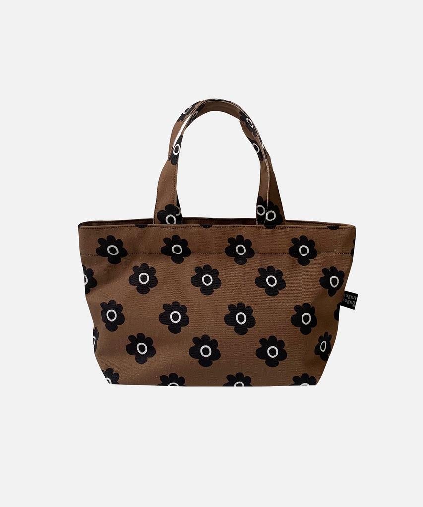 Sogonsogon Retro Flower Brown Tote Bag