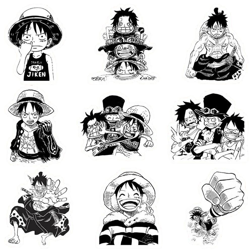 10/30/50/100pcs Anime ONE PIECE Black White Stickers Cartoon Graffiti Decals DIY Scrapbook Helmet Suitcase Car Cool Sticker Toys