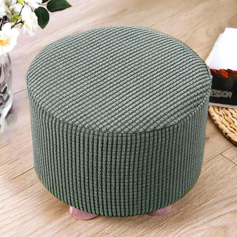 1Pc Round Seat Cover Elastic Protector Soft Pouffe Stool Removable Flannel Stool Cover Footstool