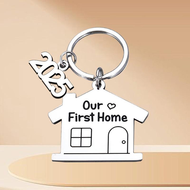 2025 Our First Home Key Ring Housewarming Keychain Stainless Steel Key Holder Personalized Metal Keyring Creative Key Chain Gift
